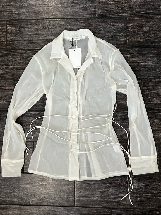 Christopher Esber Tops - Christopher Esber Tidal Tie Front Sheer Shirt